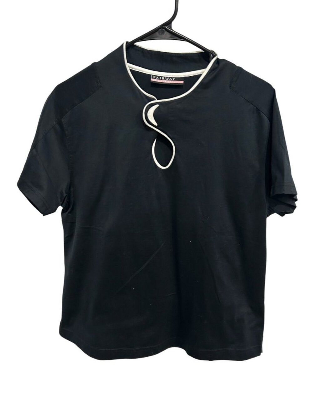 Fairway Golf & Resort Black White Trim Snap Neck Top Size XL Preppy Gorpcore